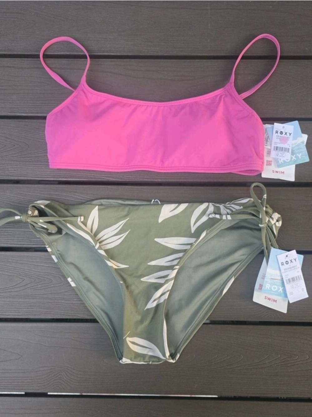 Roxy Women's Pink So Beach Bralette Top & Beach Classic
Hipster Bikini Sz M New